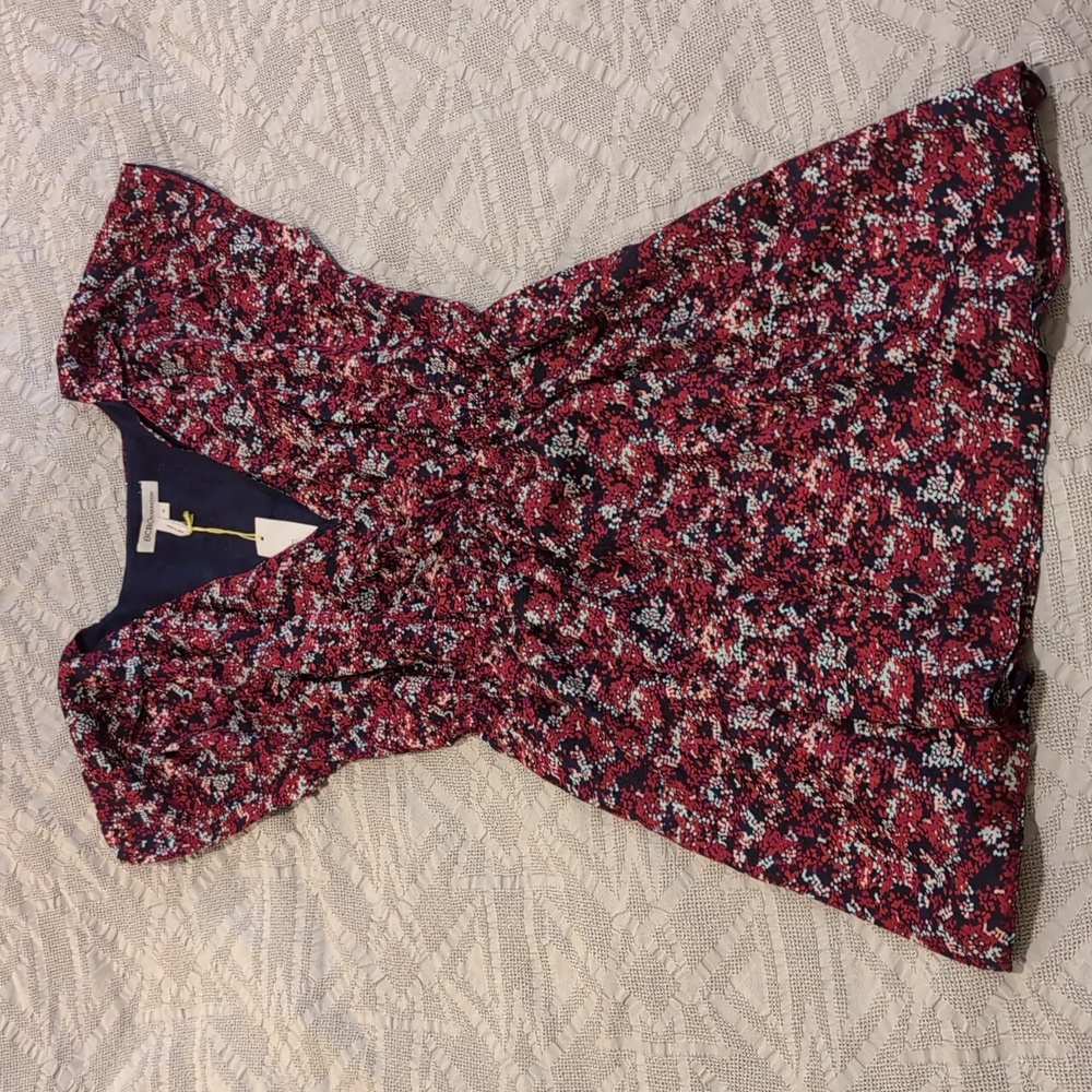 BCBG Flirty Floral Cap Sleeve Fit & Flare Dress